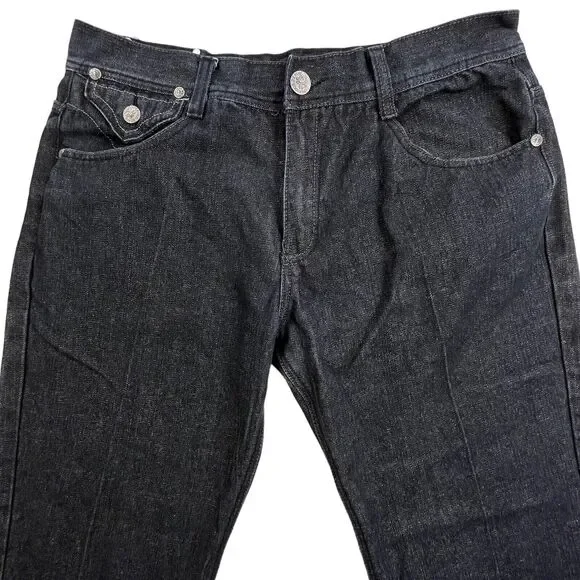 Imperious Delf Trading Jeans 38x33 Black Vintage Flap Pocket Embroidered Rock - Picture 7 of 16